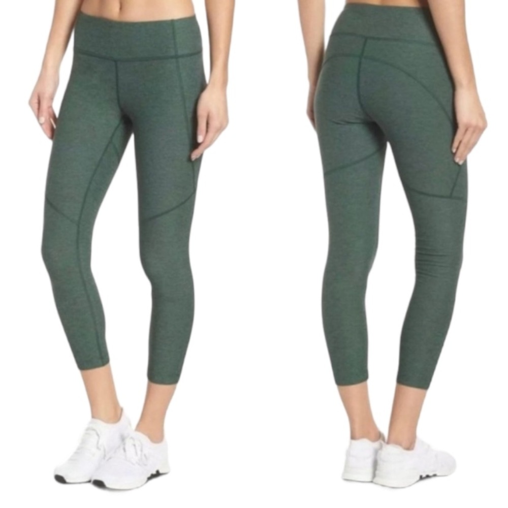 Outdoor Voices Leggings L Green Slit Pocket Space Dye Athletic